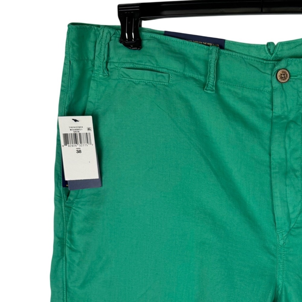 Polo Ralph Lauren Shorts Chino Mens 38W Classic Fit Linen Cotton Green 8.5" NWT - Picture 2 of 9